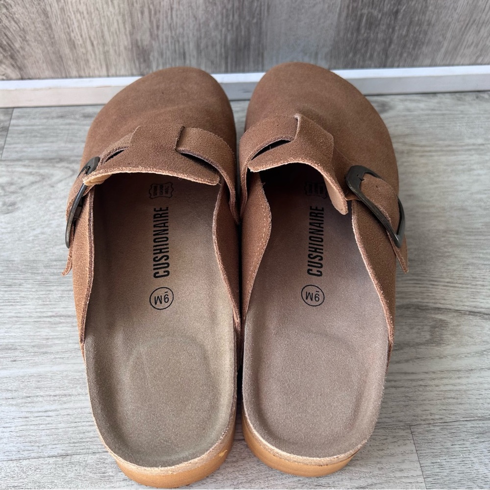 Cushionaire Platform Clogs Women’s 9 Camel Footbed Neutral Minimalist Fall New - Picture 4 of 10